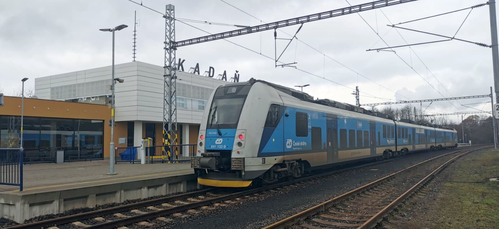 RegioPanter při zkušební jízdě 8. 12. 2022 ve stanici Kadaň